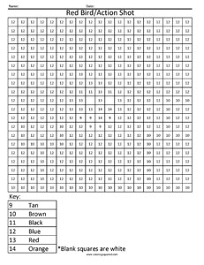 Red Bird Launch-  Color by Number worksheet