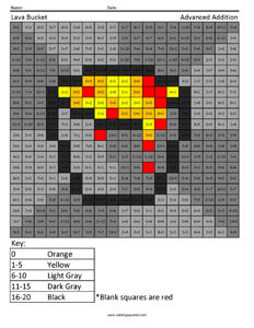 Lava Bucket- Advanced Addition math facts