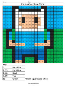 Adventure Time- Basic Addition Cartoon Coloring