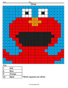 Elmo Color by Number Worksheet