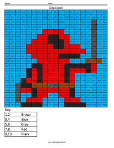 Deadpool- Division math facts comic book superhero
