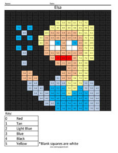 Elsa Basic Subtraction - Frozen Disney Princess Math Coloring Worksheet