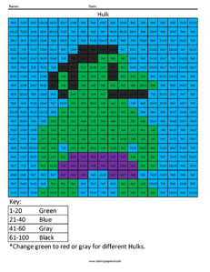Hulk- Multiplication math facts comic book superhero