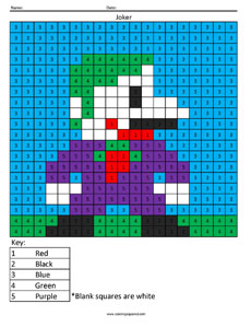 Joker color by number worksheet