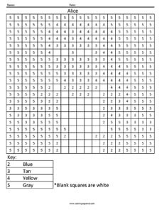 Alice in Wonderland- Color by Number worksheet