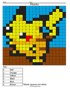 Pikachu- Practice Subtraction Nintendo Pokemon