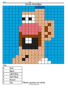 Uncle Grandpa- Practice Subtraction Cartoon Coloring