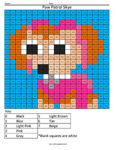 Paw Patrol Skye- Practice Subtraction Cartoon Coloring