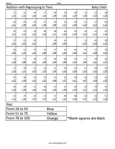 Addition with Regrouping- Baby Chick Worksheet Addition with Regrouping- Baby Chick second grade math