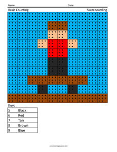 Skateboard Kid Color Counting Worksheets Free Coloring Page