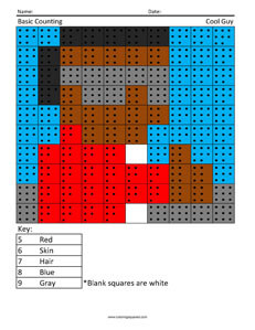 Cool Guy Color Counting Worksheets Free Coloring Page