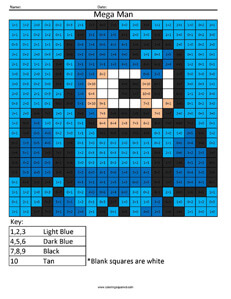 Mega Man- Practice Addition coloring activity