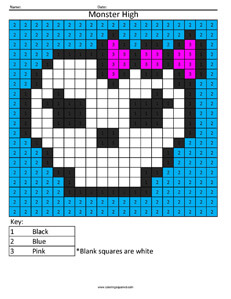 Monster High- Color by Number Cartoon Coloring
