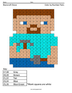 Beancraft Steve- Color by Number coloring page