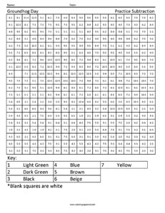 Groundhog Day- Holiday Subtraction worksheet