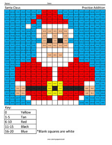 Santa Claus- Holiday Addition Coloring Sheets