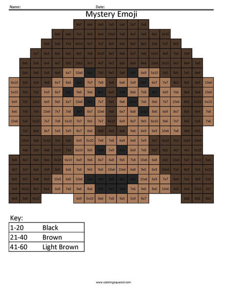 See No Evil Emoji- Multiplication Coloring coloring activity