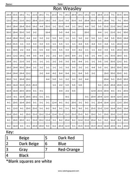 Ron Weasley Division Coloring worksheet