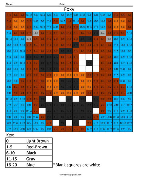FNAF Foxy Addition coloring activity