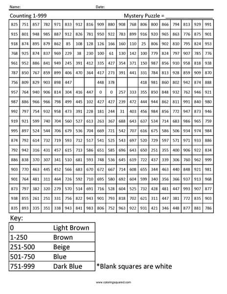 Herobrine- Counting 1 to 999 worksheet