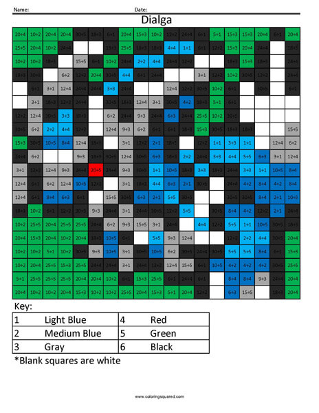 Dialga Pokémon Division Worksheet