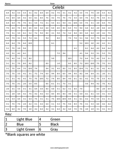 Celebi Subtraction coloring pages