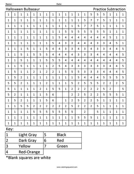 Halloween Bulbasaur Coloring worksheet