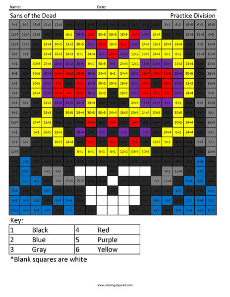 Halloween Undertale Division answer key