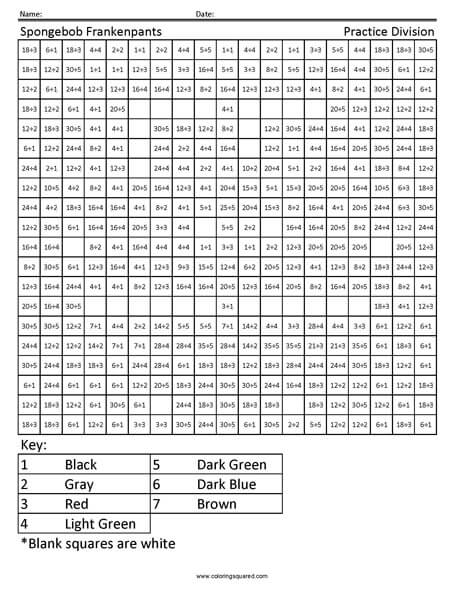 Halloween Spongebob Division worksheet