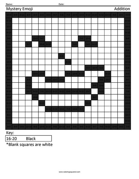 Square Emoji- Troll Addition Coloring coloring activity