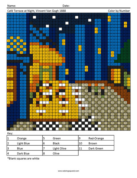 Cafe Terrace Coloring Page Pixel color by number