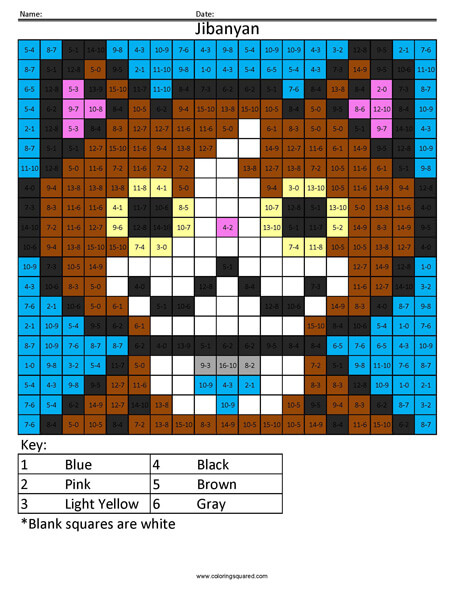 Jibanyan Subtraction coloring page