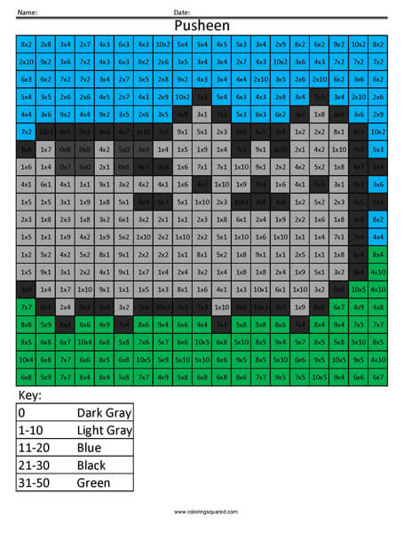 Pusheen Multiplication Worksheets Free Coloring Page