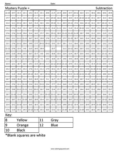 Starfish Coloring Page Subtraction Worksheet Starfish Coloring Page Subtraction animal coloring pages math practice worksheet