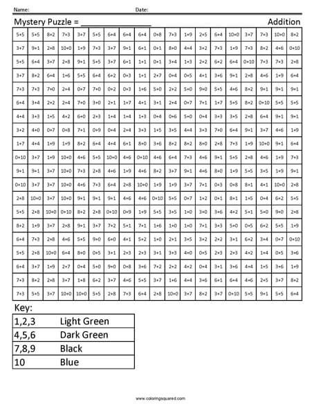 Pterodactyl Animal Coloring Page Addition Worksheet Pterodactyl Animal Coloring Page Addition mystery puzzle math fact Worksheet