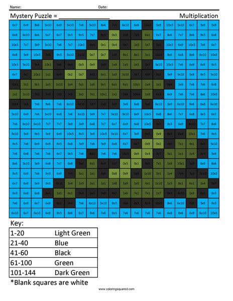 Pterodactyl Multiplication Coloring Page answer key