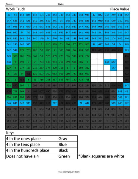 Place Value Worksheets Work Truck
