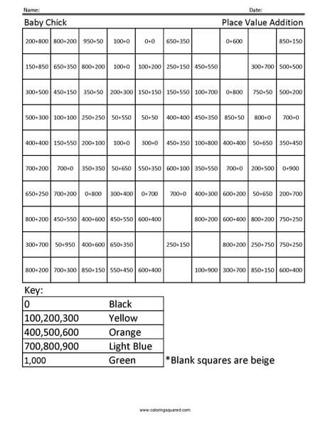 Baby Chick Place Value worksheet