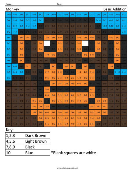 Addition Coloring Worksheets from Coloring Squared