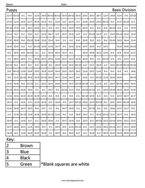Dog Division Coloring Page worksheet