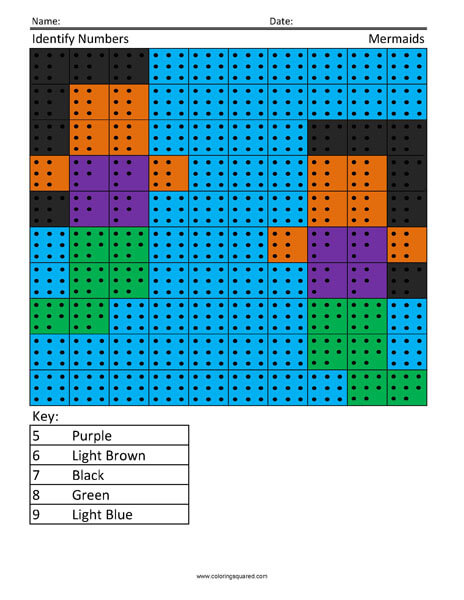 Mermaid Basic Counting Worksheets Free Coloring Page
