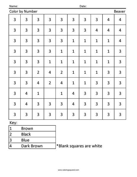 Beaver Numbers Coloring Page Beaver Numbers Counting Coloring Page