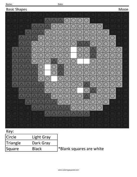 Moon Number Pattern Math Math Concepts - Coloring Squared