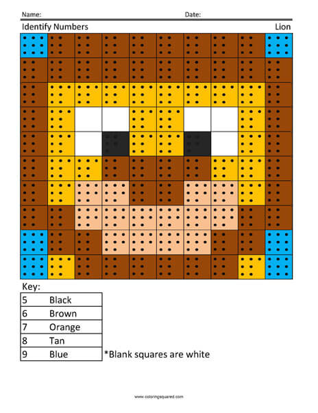 Lion Basic Counting Worksheets Free Coloring Page