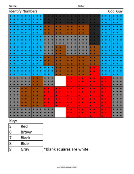 Cool Guy Basic Counting Worksheets Free Coloring Page