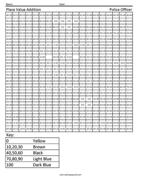 Police Officer Place Value worksheet