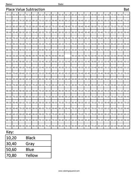 Bat Place Value worksheet