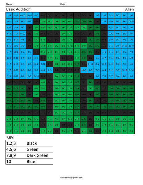 Practice Addition- Alien 2nd Grade Math Facts