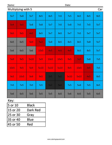 Learning Multiplication- Car 2nd Grade Math Facts