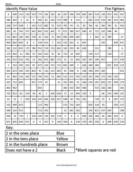 Firefighter Place Value Worksheet worksheet
